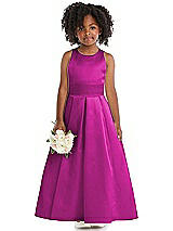 Front View Thumbnail - American Beauty Sleeveless Pleated Skirt Satin Flower Girl Dress