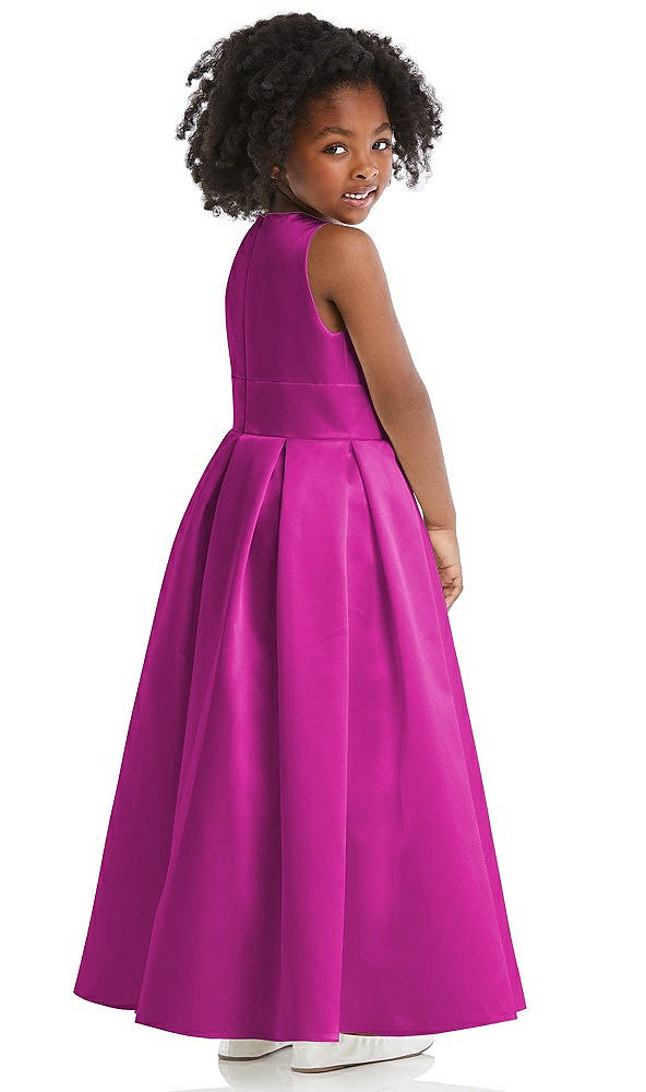 Back View - American Beauty Sleeveless Pleated Skirt Satin Flower Girl Dress