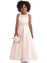 Front View Thumbnail - Blush Sleeveless Pleated Skirt Satin Flower Girl Dress