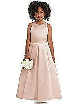 Front View Thumbnail - Cameo Sleeveless Pleated Skirt Satin Flower Girl Dress