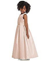 Side View Thumbnail - Cameo Sleeveless Pleated Skirt Satin Flower Girl Dress