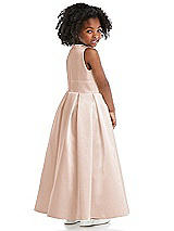 Rear View Thumbnail - Cameo Sleeveless Pleated Skirt Satin Flower Girl Dress