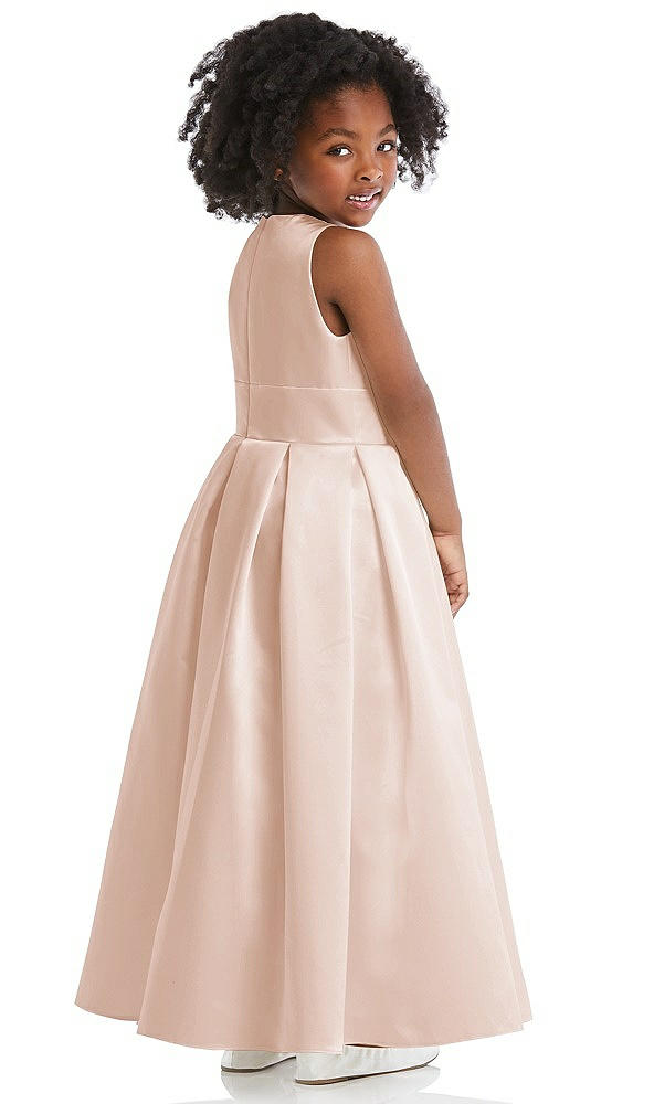 Back View - Cameo Sleeveless Pleated Skirt Satin Flower Girl Dress