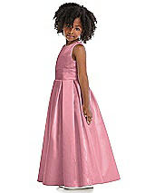 Side View Thumbnail - Carnation Sleeveless Pleated Skirt Satin Flower Girl Dress