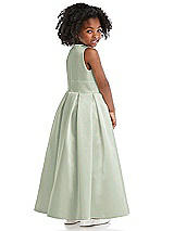 Rear View Thumbnail - Celadon Sleeveless Pleated Skirt Satin Flower Girl Dress