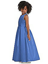 Side View Thumbnail - Cornflower Sleeveless Pleated Skirt Satin Flower Girl Dress