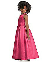 Side View Thumbnail - Pantone Honeysuckle Sleeveless Pleated Skirt Satin Flower Girl Dress