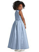 Rear View Thumbnail - Cloudy Sleeveless Pleated Skirt Satin Flower Girl Dress