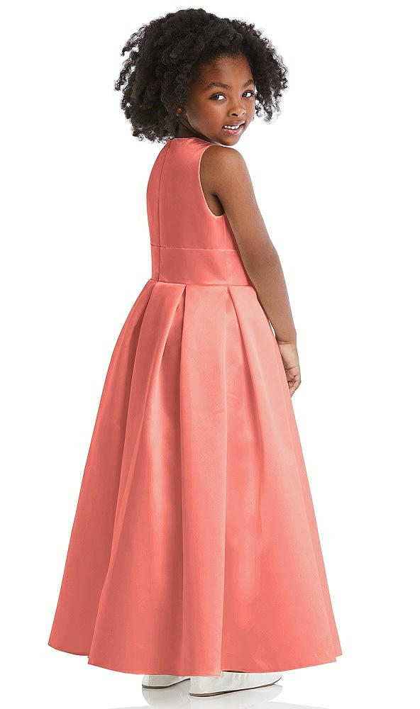 Back View - Ginger Sleeveless Pleated Skirt Satin Flower Girl Dress