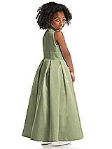 Rear View Thumbnail - Kiwi Sleeveless Pleated Skirt Satin Flower Girl Dress