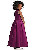 Rear View Thumbnail - Merlot Sleeveless Pleated Skirt Satin Flower Girl Dress