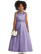 Front View Thumbnail - Passion Sleeveless Pleated Skirt Satin Flower Girl Dress