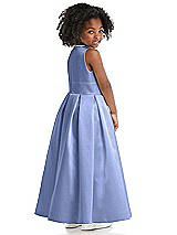 Rear View Thumbnail - Periwinkle - PANTONE Serenity Sleeveless Pleated Skirt Satin Flower Girl Dress