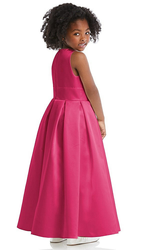 Back View - Posie Sleeveless Pleated Skirt Satin Flower Girl Dress