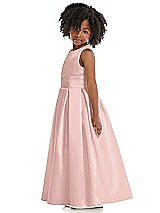 Side View Thumbnail - Rose - PANTONE Rose Quartz Sleeveless Pleated Skirt Satin Flower Girl Dress