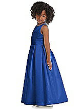 Side View Thumbnail - Sapphire Sleeveless Pleated Skirt Satin Flower Girl Dress