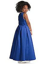 Rear View Thumbnail - Sapphire Sleeveless Pleated Skirt Satin Flower Girl Dress