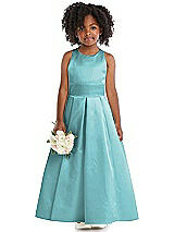 Front View Thumbnail - Spa Sleeveless Pleated Skirt Satin Flower Girl Dress