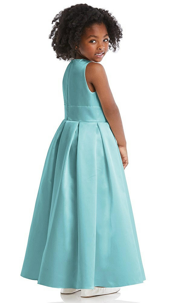 Back View - Spa Sleeveless Pleated Skirt Satin Flower Girl Dress