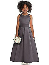 Front View Thumbnail - Stormy Sleeveless Pleated Skirt Satin Flower Girl Dress