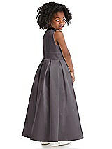 Rear View Thumbnail - Stormy Sleeveless Pleated Skirt Satin Flower Girl Dress