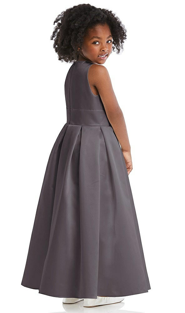 Back View - Stormy Sleeveless Pleated Skirt Satin Flower Girl Dress