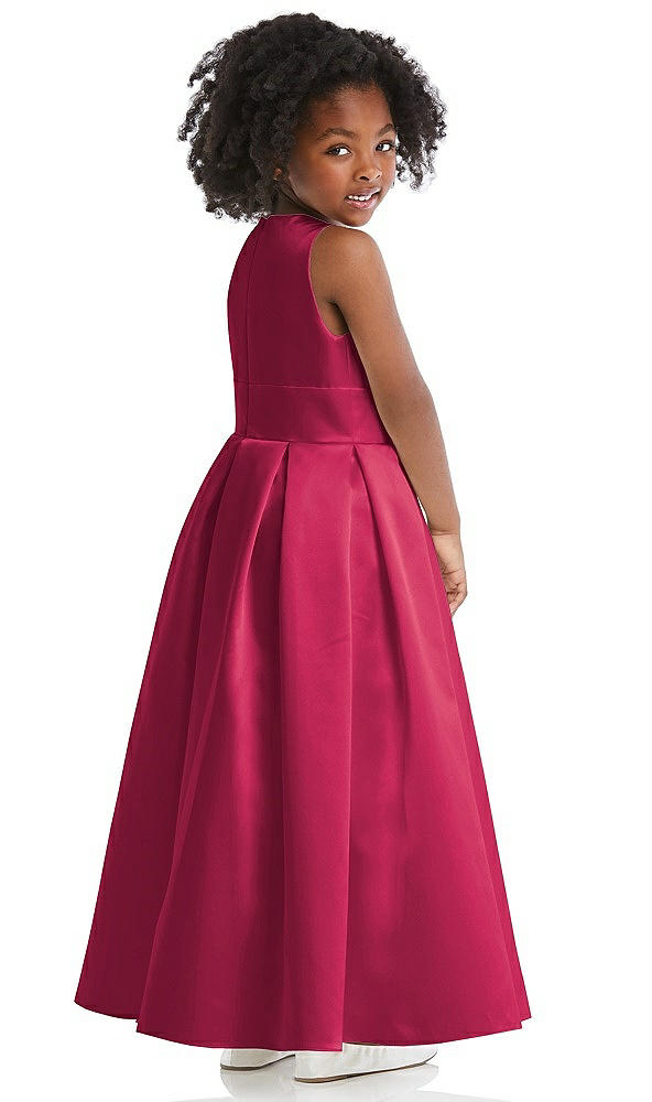 Back View - Valentine Sleeveless Pleated Skirt Satin Flower Girl Dress