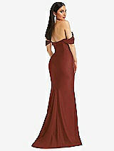 Alt View 3 Thumbnail - Auburn Moon Off-the-Shoulder Corset Stretch Satin Mermaid Dress with Slight Train