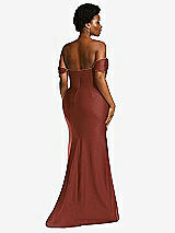 Alt View 4 Thumbnail - Auburn Moon Off-the-Shoulder Corset Stretch Satin Mermaid Dress with Slight Train