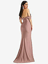 Alt View 3 Thumbnail - Neu Nude Off-the-Shoulder Corset Stretch Satin Mermaid Dress with Slight Train