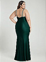 Alt View 3 Thumbnail - Evergreen Deep V-Neck Stretch Satin Mermaid Dress with Slight Train