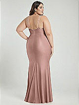 Alt View 3 Thumbnail - Neu Nude Deep V-Neck Stretch Satin Mermaid Dress with Slight Train