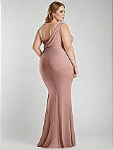 Alt View 3 Thumbnail - Neu Nude One-Shoulder Asymmetrical Cowl Back Stretch Satin Mermaid Dress