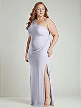 Alt View 2 Thumbnail - Silver Dove One-Shoulder Asymmetrical Cowl Back Stretch Satin Mermaid Dress