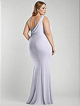 Alt View 3 Thumbnail - Silver Dove One-Shoulder Asymmetrical Cowl Back Stretch Satin Mermaid Dress