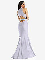 Rear View Thumbnail - Silver Dove Plunge Neckline Cutout Low Back Stretch Satin Mermaid Dress