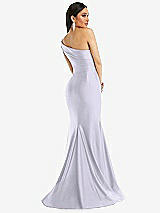 Alt View 3 Thumbnail - Silver Dove One-Shoulder Bias-Cuff Stretch Satin Mermaid Dress with Slight Train