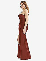 Side View Thumbnail - Auburn Moon One-Shoulder Bustier Stretch Satin Mermaid Dress with Cascade Ruffle