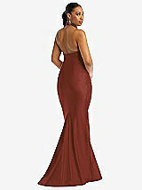 Rear View Thumbnail - Auburn Moon Criss Cross Halter Open-Back Stretch Satin Mermaid Dress