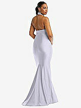 Rear View Thumbnail - Silver Dove Criss Cross Halter Open-Back Stretch Satin Mermaid Dress