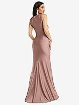 Rear View Thumbnail - Neu Nude Square Neck Stretch Satin Mermaid Dress with Slight Train