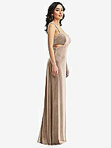 Side View Thumbnail - Topaz Spaghetti Strap Cutout Midriff Velvet Maxi Dress