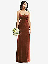 Alt View 1 Thumbnail - Auburn Moon Spaghetti Strap Cutout Midriff Velvet Maxi Dress