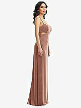 Side View Thumbnail - Tawny Rose Spaghetti Strap Cutout Midriff Velvet Maxi Dress