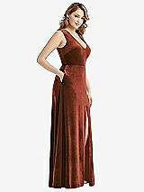 Side View Thumbnail - Auburn Moon Deep V-Neck Sleeveless Velvet Maxi Dress with Pockets