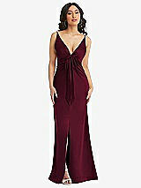 Alt View 1 Thumbnail - Cabernet Skinny Strap Plunge Neckline Maxi Dress with Bow Detail