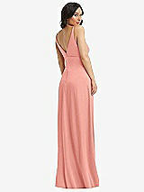 Rear View Thumbnail - Rose Quartz Skinny Strap Plunge Neckline Maxi Dress with Bow Detail