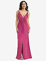 Alt View 1 Thumbnail - Tea Rose Skinny Strap Plunge Neckline Maxi Dress with Bow Detail