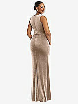 Rear View Thumbnail - Topaz Square Neck Closed Back Velvet Maxi Dress 