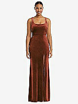 Front View Thumbnail - Auburn Moon Square Neck Closed Back Velvet Maxi Dress 